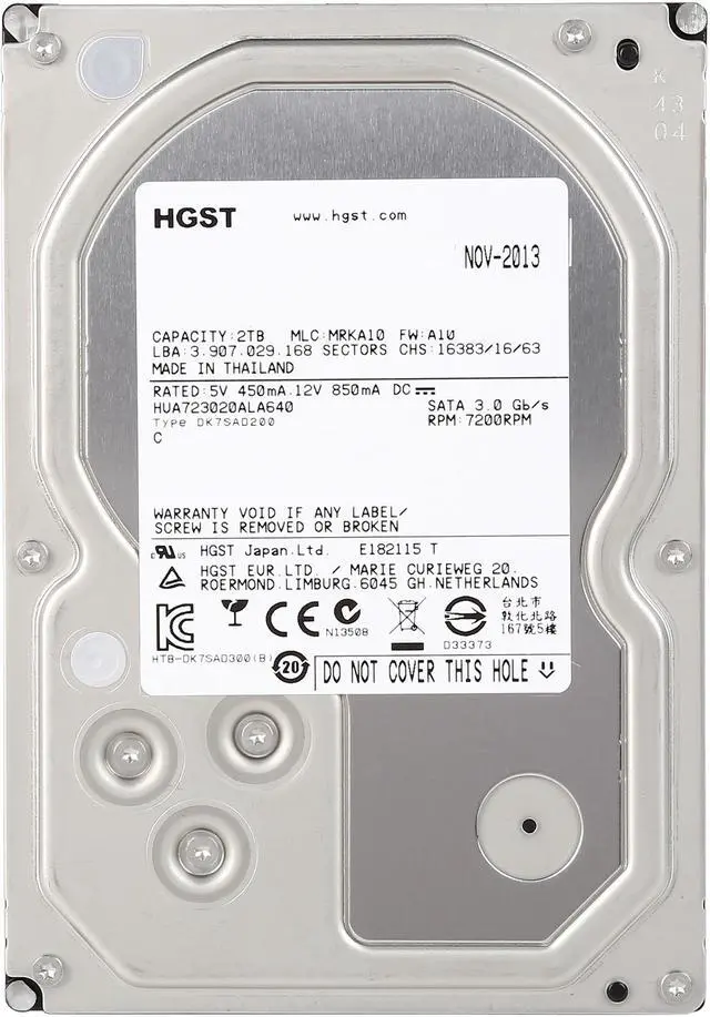 Alt view image 2 of 5 - HGST Ultrastar 7K3000 HUA723020ALA640 (0F12455) 2TB 7200 RPM 64MB Cache SATA 3.0Gb/s 3.5" Enterprise Hard Drive Bare Drive