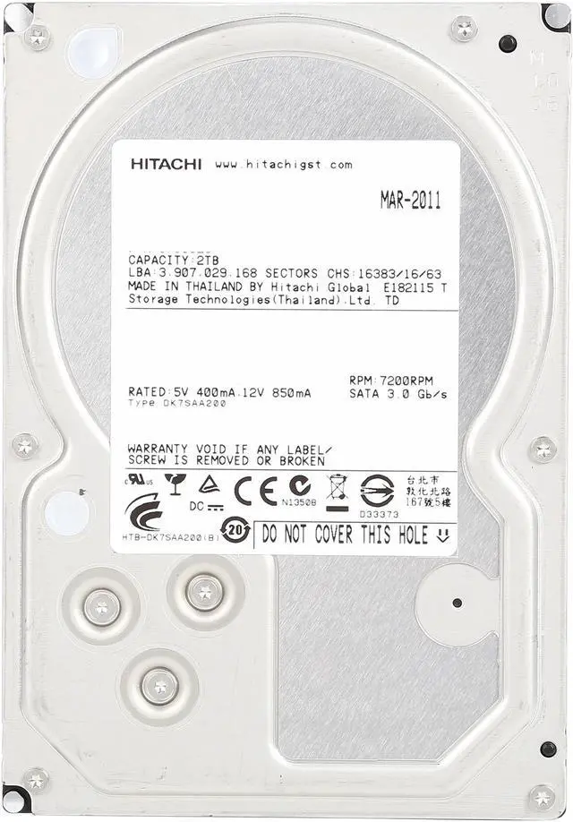 Alt view image 2 of 4 - HGST/Hitachi Ultrastar A7K2000 HUA722020ALA331 2TB 7200 RPM 32MB Cache SATA 3.0Gb/s 3.5" Internal Hard Drive