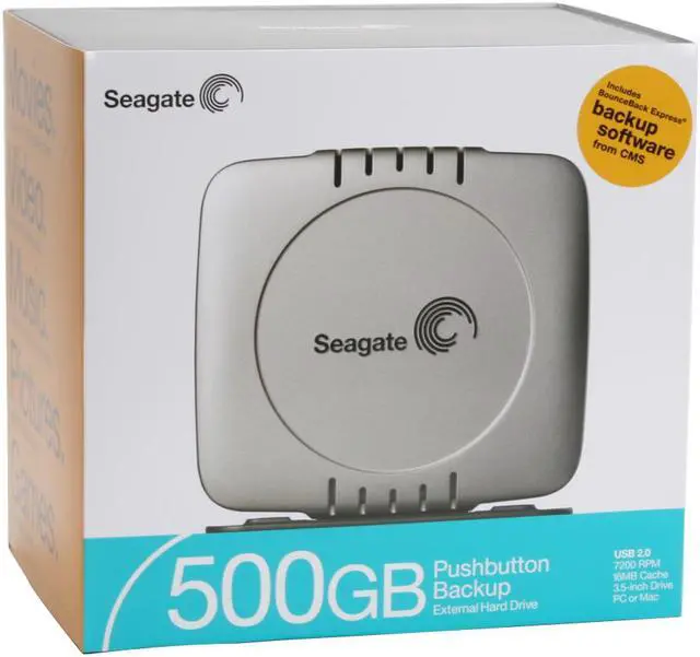 Alt view image 6 of 6 - Seagate Pushbutton Backup 500GB USB 2.0 3.5" External Hard Drive ST3500642U2-RK