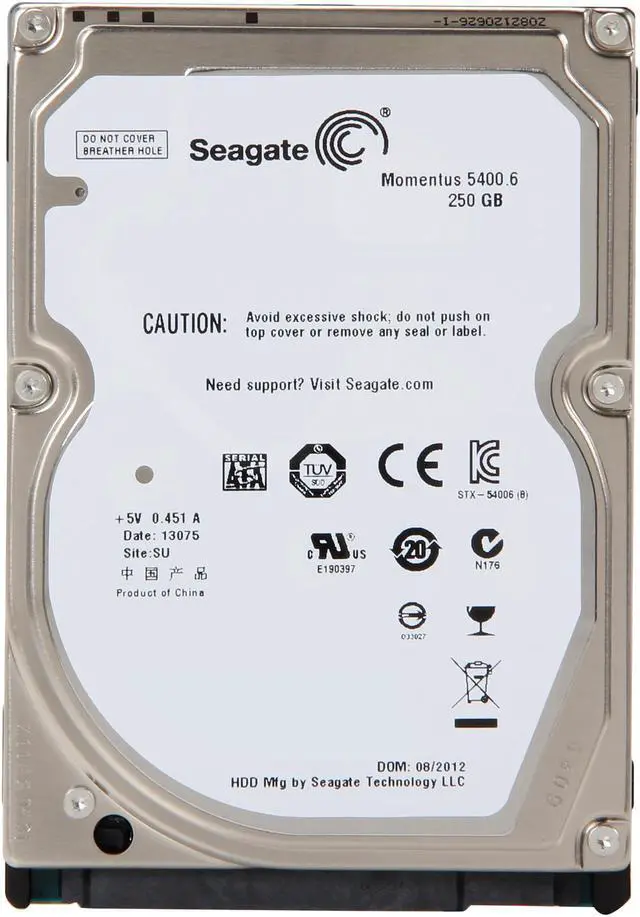 Alt view image 3 of 6 - Seagate ST90250N1A1AS-RK 250GB 5400 RPM 8MB Cache SATA 3.0Gb/s 2.5" Notebook Hard Drive Retail kit