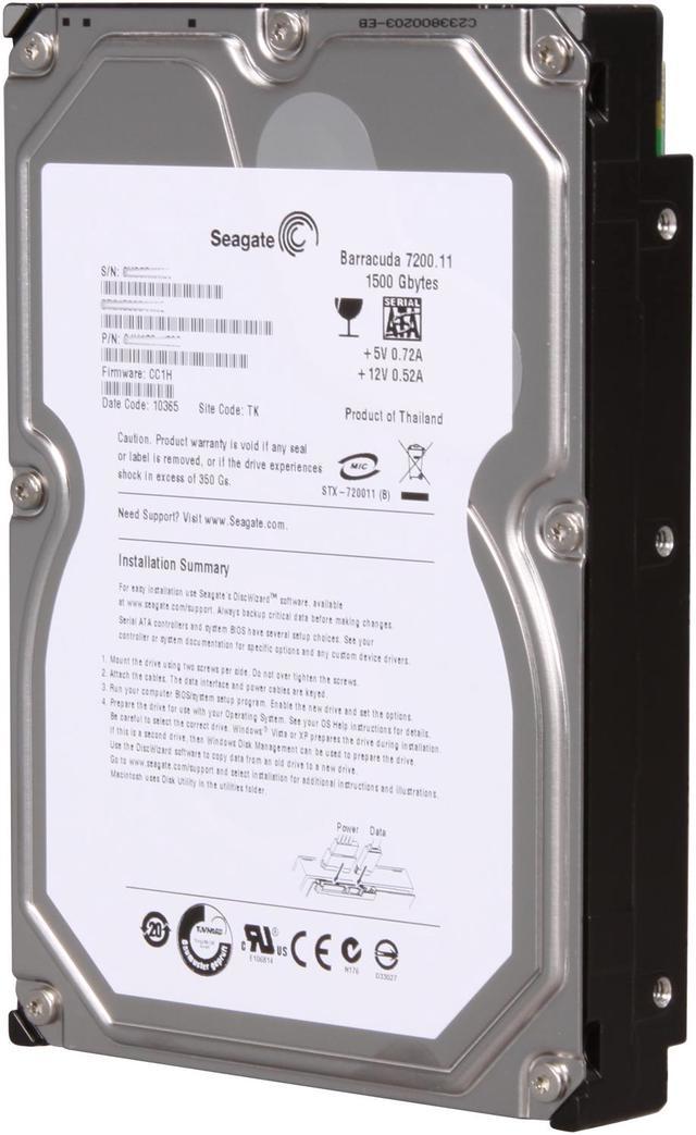Seagate BarraCuda 7200.11 ST31500341AS 1.5TB 7200 RPM 32MB Cache SATA  3.0Gb/s 3.5