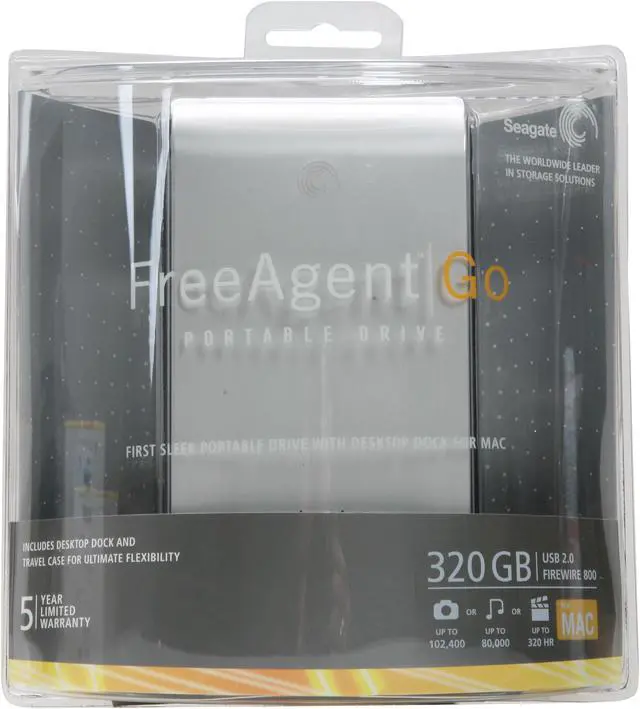 Alt view image 3 of 3 - Seagate FreeAgent Go 320GB 2.5" USB 2.0 / Firewire400 / Firewire800 Mac Storage Model ST903203FJA105-RK