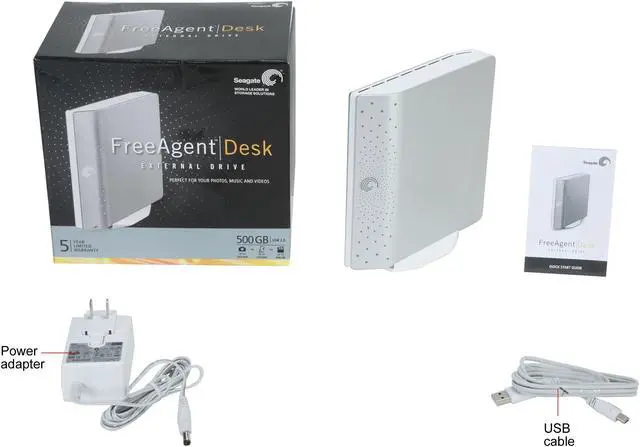 Alt view image 4 of 4 - Seagate FreeAgent Desk 500GB USB 2.0 3.5" External Hard Drive ST305004FDA2E1-RK Silver