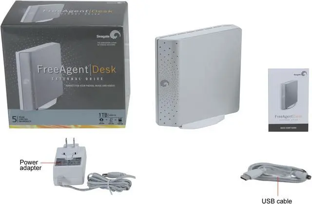 Alt view image 5 of 5 - Seagate FreeAgent Desk 1TB USB 2.0 3.5" External Hard Drive ST310005FDA2E1-RK Silver