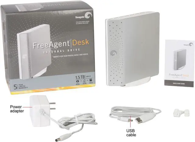 Alt view image 4 of 4 - Seagate FreeAgent Desk 1.5TB USB 2.0 3.5" External Hard Drive ST315005FDA2E1-RK Silver