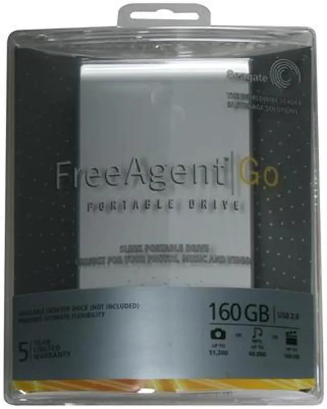 Alt view image 3 of 3 - Seagate FreeAgent Go 160GB USB 2.0 2.5" External Hard Drive ST901603FGA2E1-RK Titanium Silver