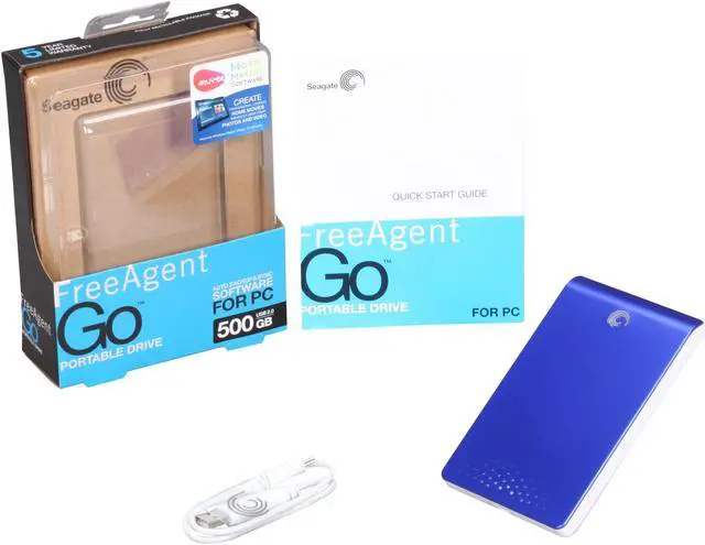 Alt view image 7 of 7 - Seagate FreeAgent Go 500GB USB 2.0 2.5" External Hard Drive ST905003FBA2E1-RK Royal Blue