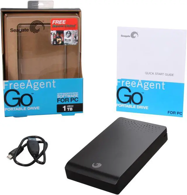 Alt view image 5 of 5 - Seagate FreeAgent Go 1TB USB 2.0 External Hard Drive ST910004FAA2E1-RK Tuxedo Black