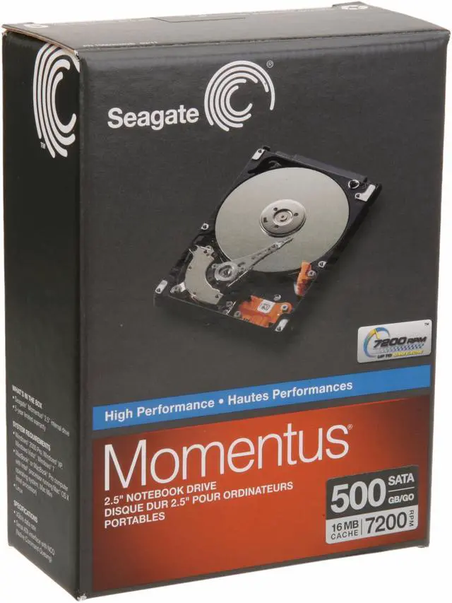 Main image of Seagate Momentus ST905003N3A1AS-RK 500GB 7200 RPM 16MB Cache SATA 3.0Gb/s 2.5" Internal Notebook Hard Drive Retail kit