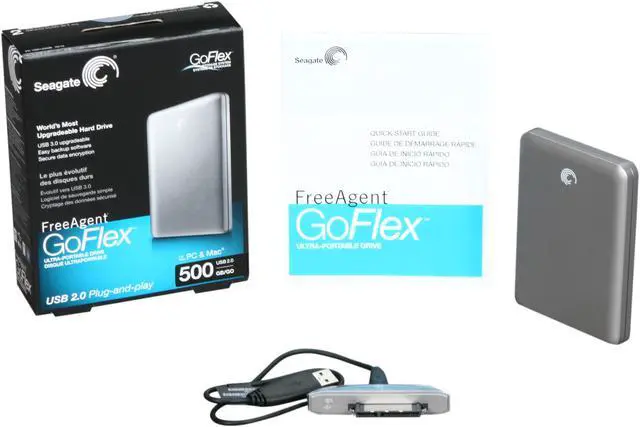 Alt view image 4 of 4 - Seagate FreeAgent GoFlex 500GB USB 2.0 Ultra-Portable Hard Drive (Silver)