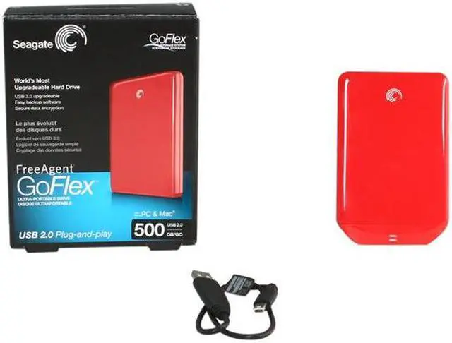 Alt view image 6 of 6 - Seagate FreeAgent GoFlex 500GB USB 2.0 Ultra-Portable Hard Drive (Red)