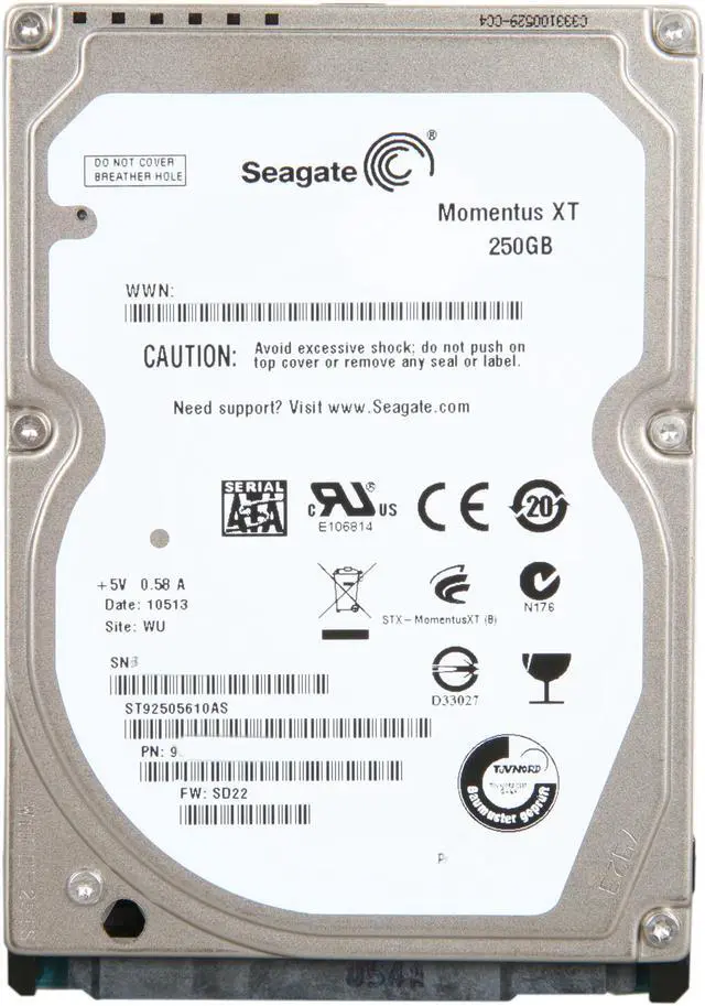Alt view image 2 of 3 - Seagate Momentus XT ST92505610AS 250GB 7200 RPM 32MB Cache SATA 3.0Gb/s with NCQ 2.5" Solid State Hybrid Drive Bare Drive