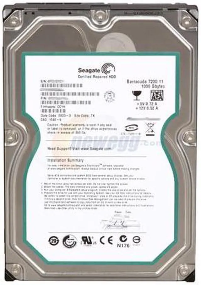 Alt view image 2 of 6 - Seagate BarraCuda 7200.11 ST31000333AS 1TB 7200 RPM 32MB Cache SATA 3.0Gb/s 3.5" Internal Hard Drive Bare Drive