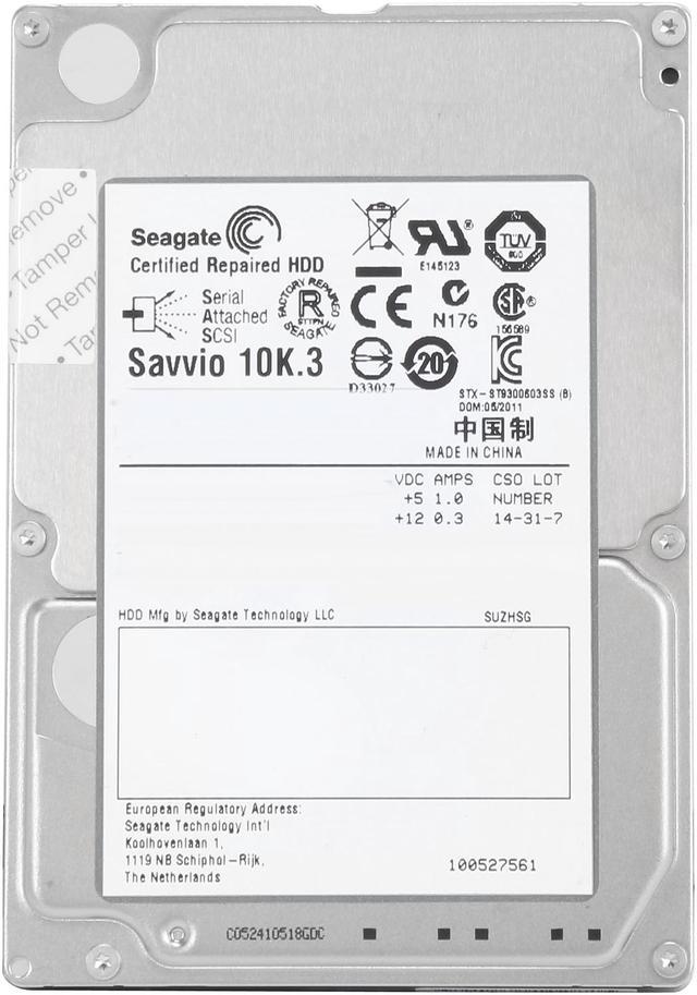 Refurbished: Seagate Savvio 10K.3 ST9300603SS 300GB 10000 RPM 16MB Cache SAS  6Gb/s 2.5