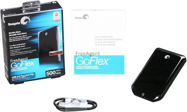 Alt view image 4 of 4 - Seagate FreeAgent GoFlex 500GB USB 3.0 Ultra-Portable Hard Drive (Black)