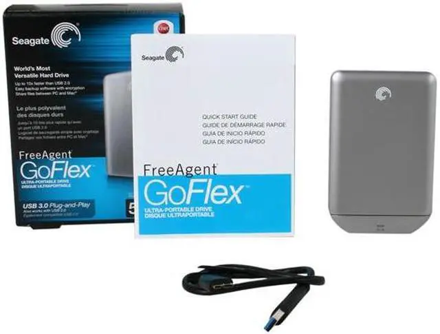 Alt view image 5 of 5 - Seagate FreeAgent GoFlex 500GB USB 3.0 Ultra-Portable Hard Drive (Silver)