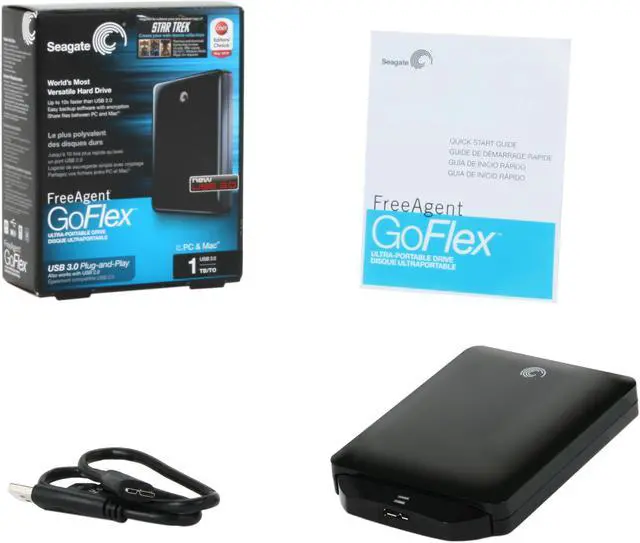 Alt view image 5 of 5 - Seagate FreeAgent GoFlex 1TB USB 3.0 Ultra-Portable Hard Drive (Black)