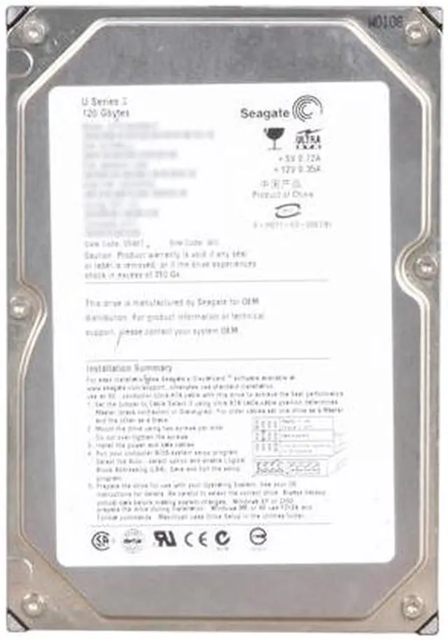 Alt view image 2 of 4 - Seagate U Series 9 ST3120025ACE 120GB IDE Ultra ATA100 / ATA-6 3.5" Internal Hard Drive Bare Drive