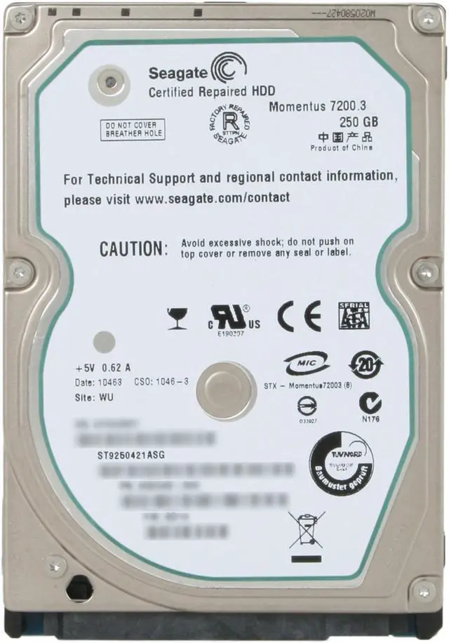 Alt view image 2 of 4 - Seagate ST9250421ASG 250GB 7200 RPM SATA 3.0Gb/s 2.5" Internal Notebook Hard Drive Bare Drive