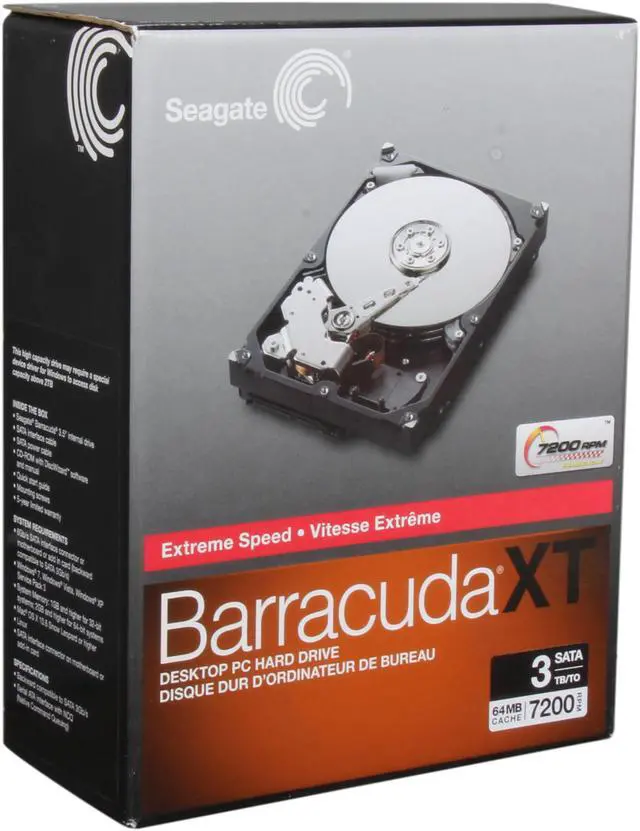 Main image of Seagate BarraCuda XT ST330005N1A1AS-RK 3TB 7200 RPM 64MB Cache SATA 6.0Gb/s 3.5" Internal Hard Drive