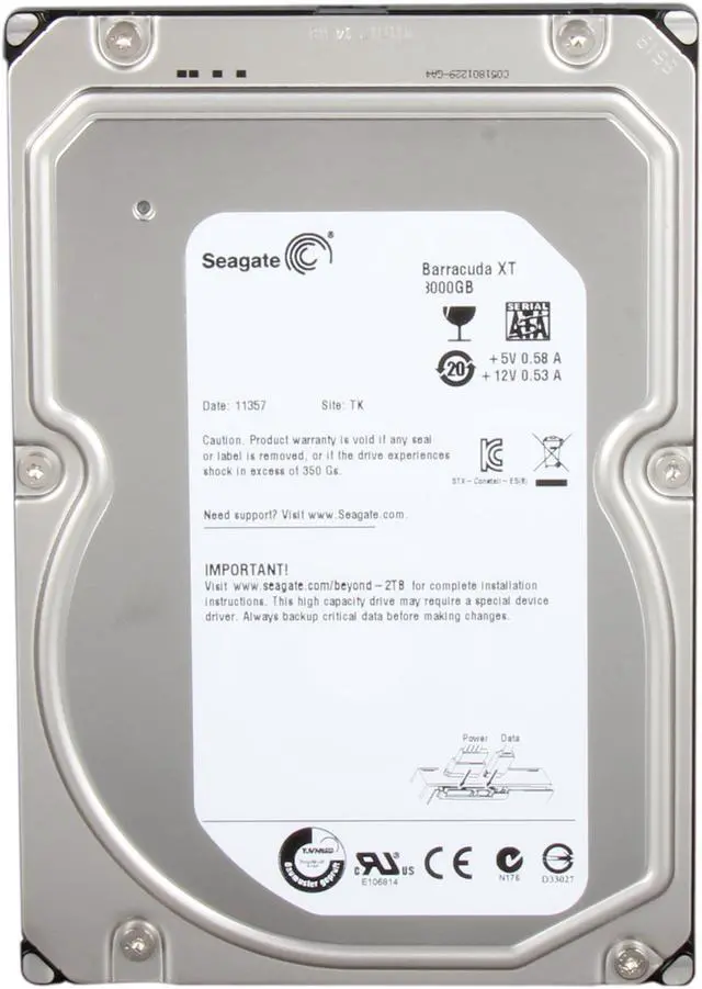 Alt view image 3 of 6 - Seagate BarraCuda XT ST330005N1A1AS-RK 3TB 7200 RPM 64MB Cache SATA 6.0Gb/s 3.5" Internal Hard Drive
