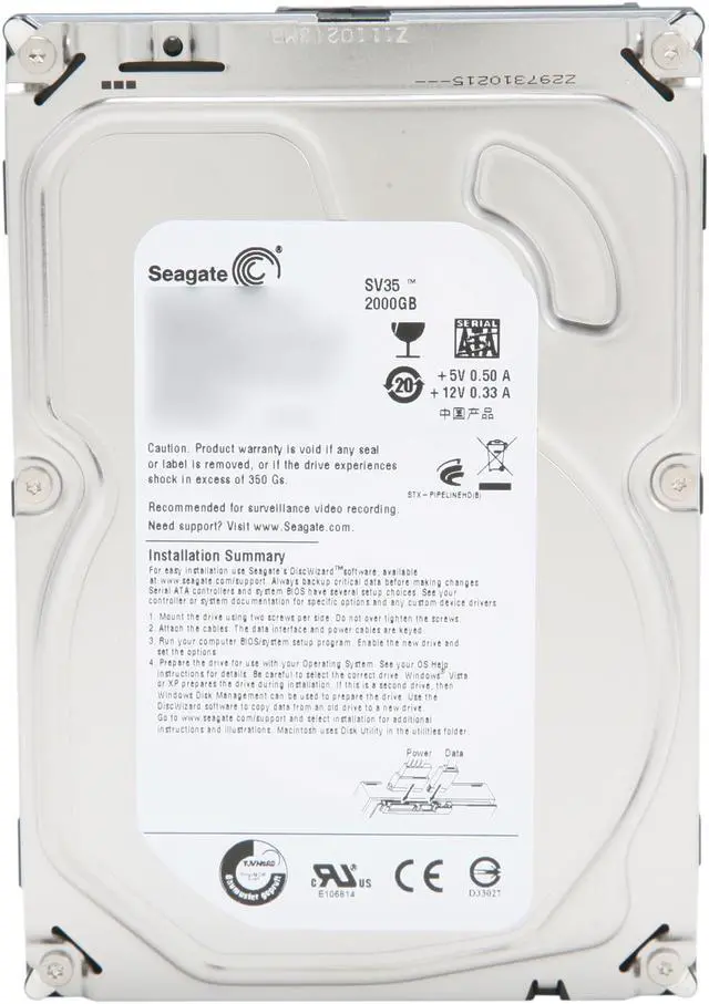 Alt view image 2 of 4 - Seagate SV35 Series ST2000VX002 2TB 5900 RPM 64MB Cache SATA 6.0Gb/s 3.5" Internal Hard Drive Bare Drive