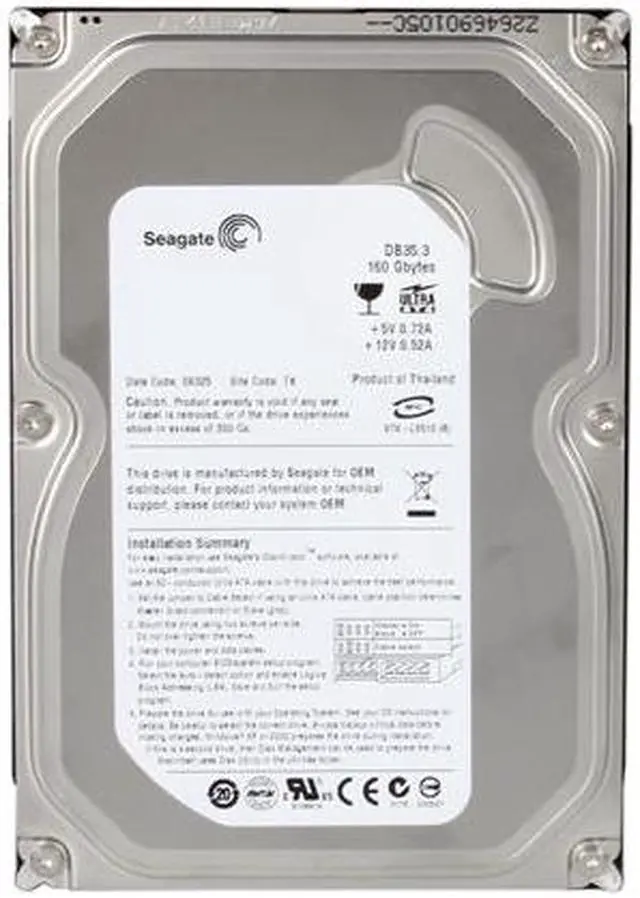 Alt view image 2 of 4 - Seagate DB35 Series 7200.3 ST3160215ACE 160GB 7200 RPM 2MB Cache IDE Ultra ATA100 / ATA-6 3.5" Internal Hard Drive