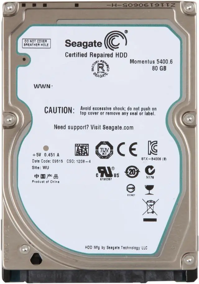 Alt view image 2 of 4 - Seagate Momentus 5400.6 ST980313AS 80GB 5400 RPM 8MB Cache SATA 3.0Gb/s 2.5" Internal Notebook Hard Drive Bare Drive