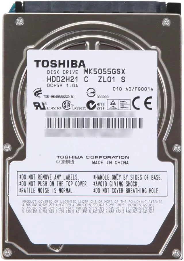 Alt view image 4 of 4 - TOSHIBA MK5055GSX 500GB 5400 RPM 8MB Cache SATA 3.0Gb/s 2.5" Notebook Hard Drive Bare Drive