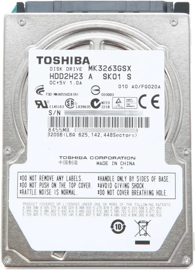 Alt view image 2 of 4 - TOSHIBA MK3263GSX 320GB 5400 RPM 8MB Cache SATA 3.0Gb/s 2.5" Internal Notebook Hard Drive Bare Drive