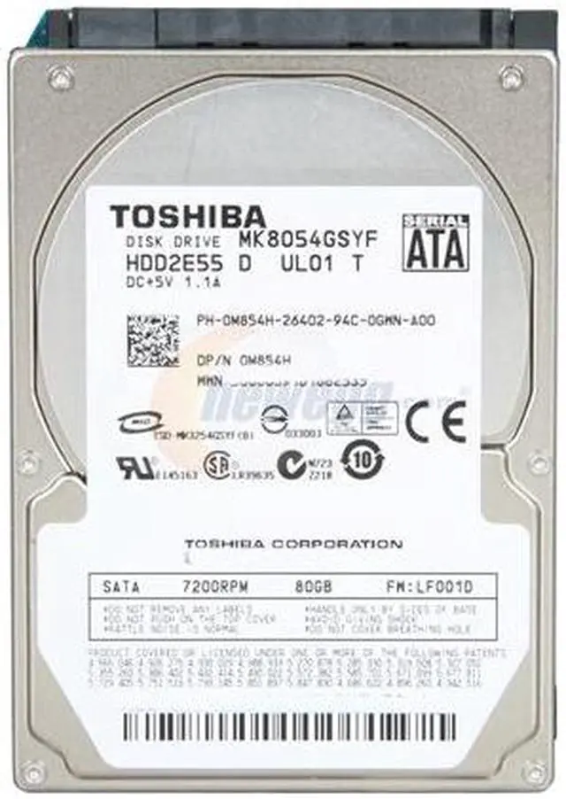 Alt view image 2 of 4 - TOSHIBA MK8054GSYF 80GB 7200 RPM 16MB Cache SATA 3.0Gb/s 2.5" Internal Notebook Hard Drive Bare Drive