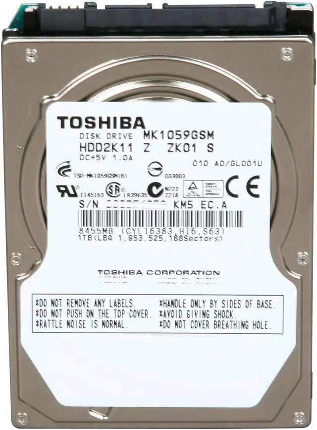 Alt view image 2 of 4 - TOSHIBA MK1059GSM 1TB 5400 RPM 8MB Cache SATA 3.0Gb/s 12.5mm Internal Notebook Hard Drive Bare Drive