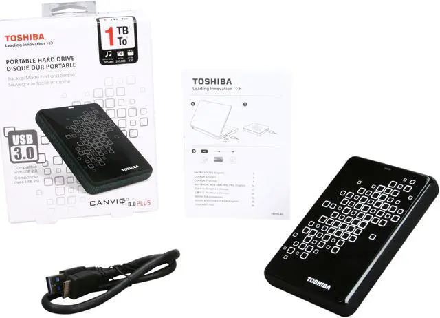 Alt view image 5 of 5 - TOSHIBA 1TB USB 3.0 2.5" Canvio 3.0 Plus Portable Hard Drive E05A100PBU3XS Black with Silver Accents