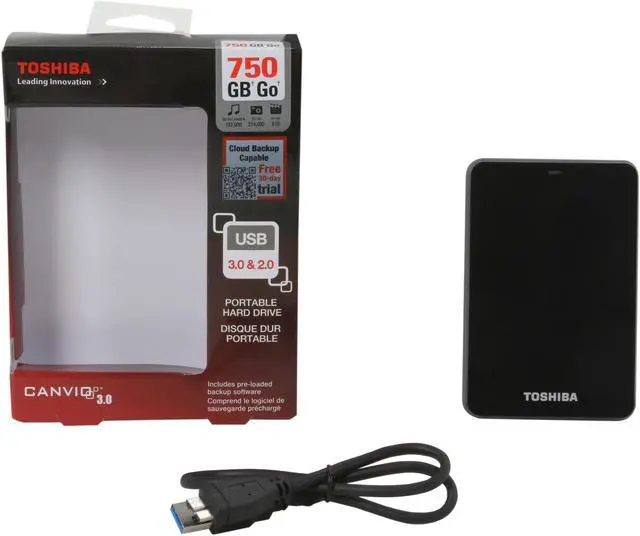 Alt view image 5 of 5 - TOSHIBA 750GB Canvio 3.0 Portable Hard Drive USB 3.0 Model HDTC607XK3A1 Black
