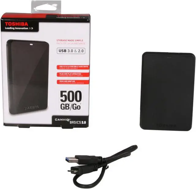 Alt view image 5 of 5 - TOSHIBA 500GB Canvio Basics 3.0 Portable Hard Drive USB 3.0 Model HDTB105XK3AA Black