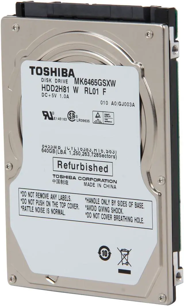 Main image of TOSHIBA MK6465GSXW 640GB 5400 RPM 8MB Cache SATA 3.0Gb/s 2.5" Internal Notebook Hard Drive Bare Drive