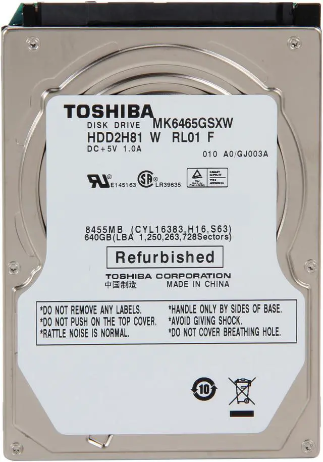 Alt view image 2 of 4 - TOSHIBA MK6465GSXW 640GB 5400 RPM 8MB Cache SATA 3.0Gb/s 2.5" Internal Notebook Hard Drive Bare Drive