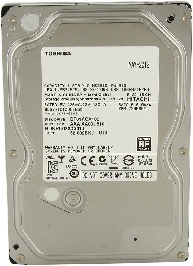 TOSHIBA DT01ACA100 1TB 7200 RPM 32MB Cache SATA 6.0Gb/s 3.5