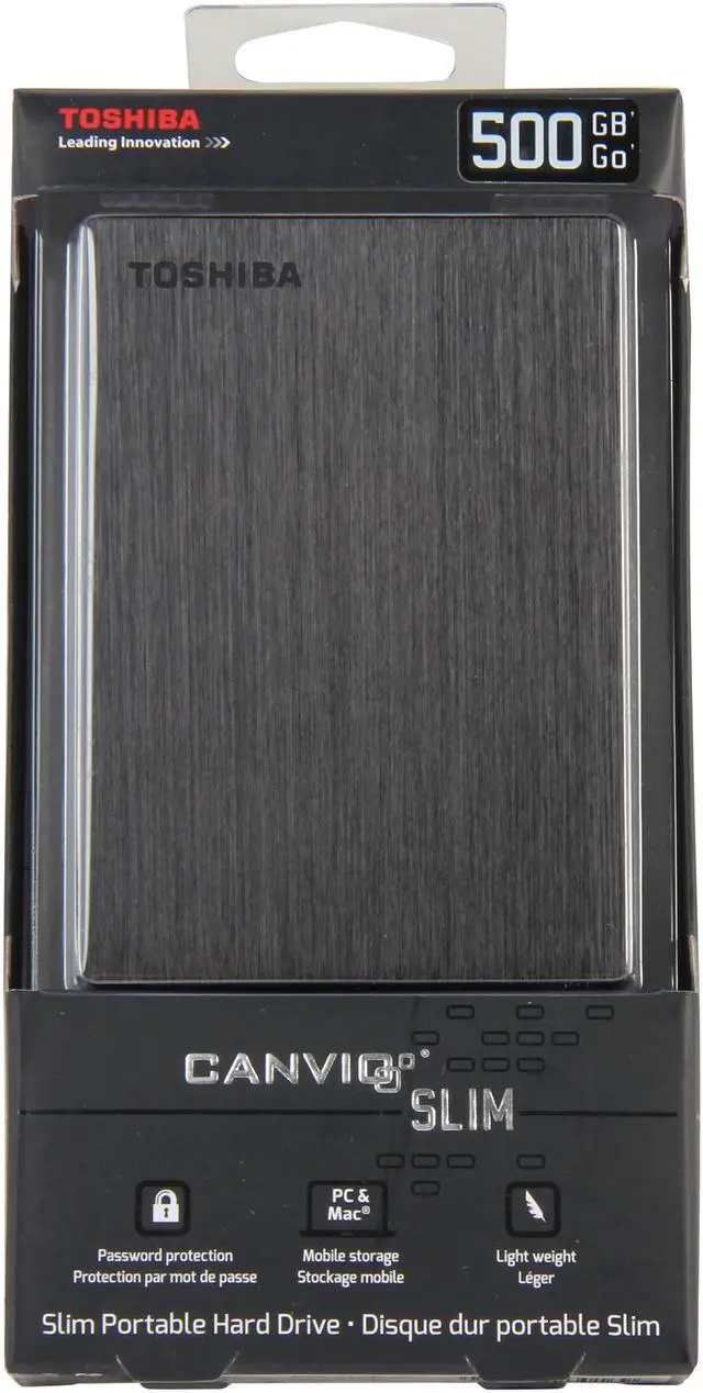 Alt view image 6 of 6 - TOSHIBA 500GB Canvio Slim Portable Hard Drive USB 3.0 Model HDTD105XK3D1 Black