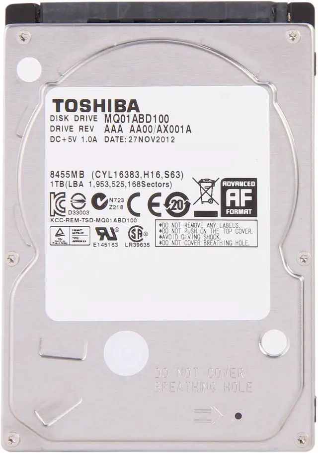 Alt view image 3 of 5 - TOSHIBA PH2100U-1I54 1TB 5400 RPM 8MB Cache SATA 3.0Gb/s 2.5" Internal Notebook Hard Drive Retail Kit
