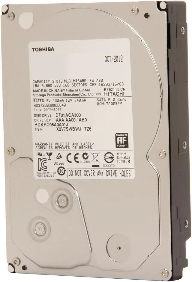 Alt view image 2 of 5 - TOSHIBA PH3300U-1I72 3TB 7200 RPM 64MB Cache SATA 6.0Gb/s 3.5" Internal Hard Drive Retail Kit