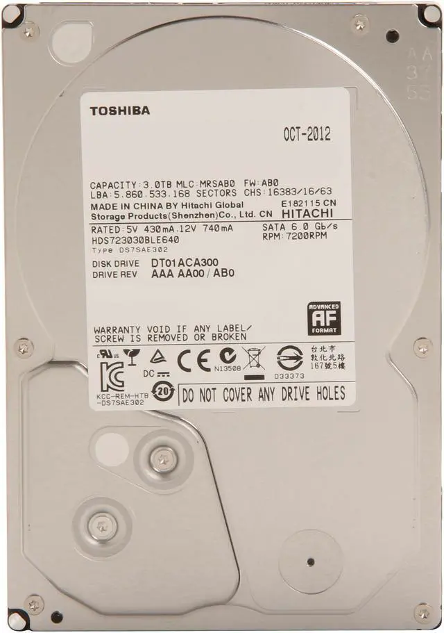 Alt view image 3 of 5 - TOSHIBA PH3300U-1I72 3TB 7200 RPM 64MB Cache SATA 6.0Gb/s 3.5" Internal Hard Drive Retail Kit