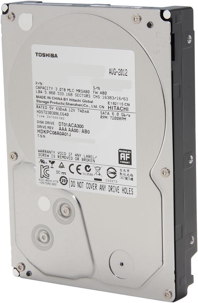 TOSHIBA DT01ACA300 3TB 7200 RPM 64MB Cache SATA 6.0Gb/s 3.5