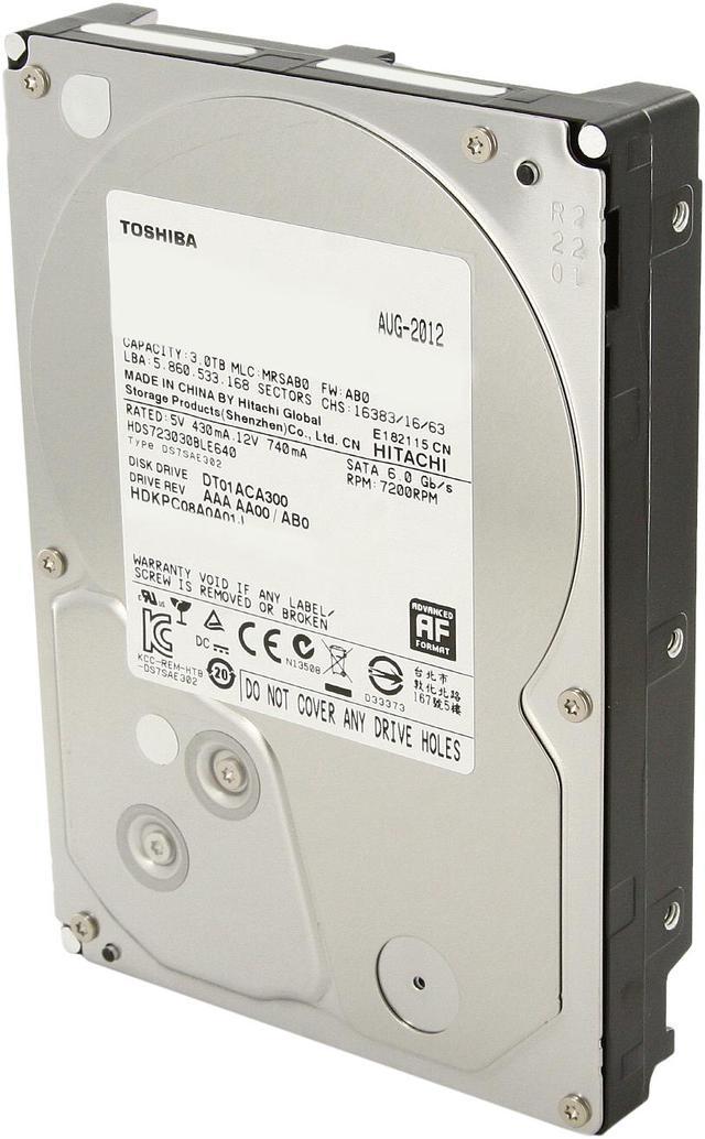 TOSHIBA DT01ACA300 3TB 7200 RPM 64MB Cache SATA 6.0Gb/s 3.5