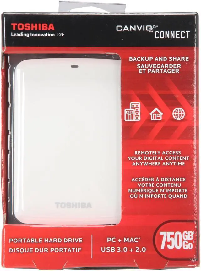 Alt view image 14 of 14 - TOSHIBA 750GB Canvio Connect External Hard Drive USB 3.0 Model HDTC707XW3A1 White