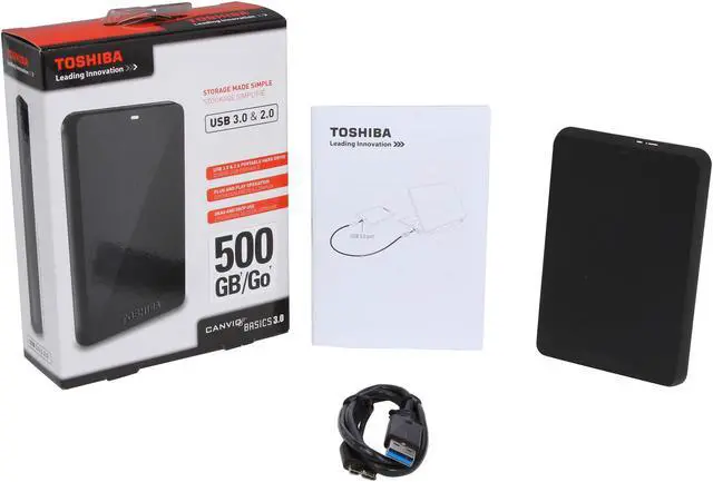 Alt view image 7 of 7 - TOSHIBA 500GB Canvio Basics 3.0 Portable Hard Drive USB 3.0 Model HDTB205XK3AA Black