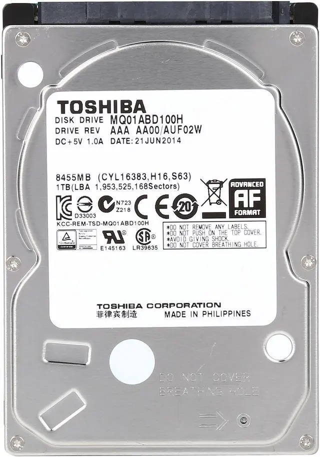 Alt view image 3 of 6 - TOSHIBA PH2100U-1SHD 1TB + 8GB NAND Flash 5400 RPM 32MB Cache SATA 6.0Gb/s 2.5" Internal Solid State Hybrid Drive