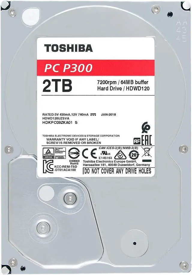 Alt view image 3 of 6 - Toshiba P300 2TB Desktop PC Internal Hard Drive 7200 RPM SATA 6Gb/s 64MB Cache 3.5 inch - HDWD120XZSTA (RETAIL PACKAGE)