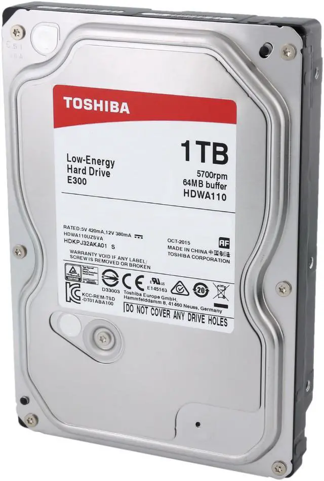 TOSHIBA E300 HDWA110XZSTA 1TB 5700 RPM 64MB Cache SATA 6.0Gb/s 3.5