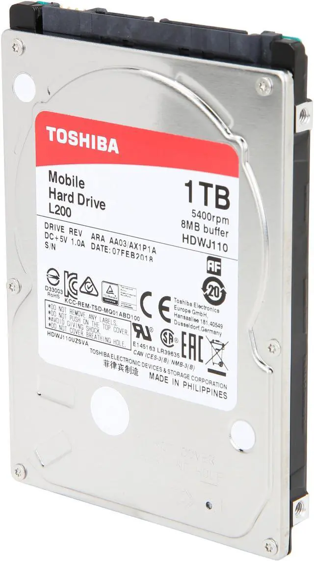 Alt view image 5 of 9 - Toshiba L200 1TB Laptop PC Internal Hard Drive 5400 RPM SATA 3Gb/s 8MB Cache 2.5-inch 9.5mm Height - HDWJ110UZSVA (BULK)
